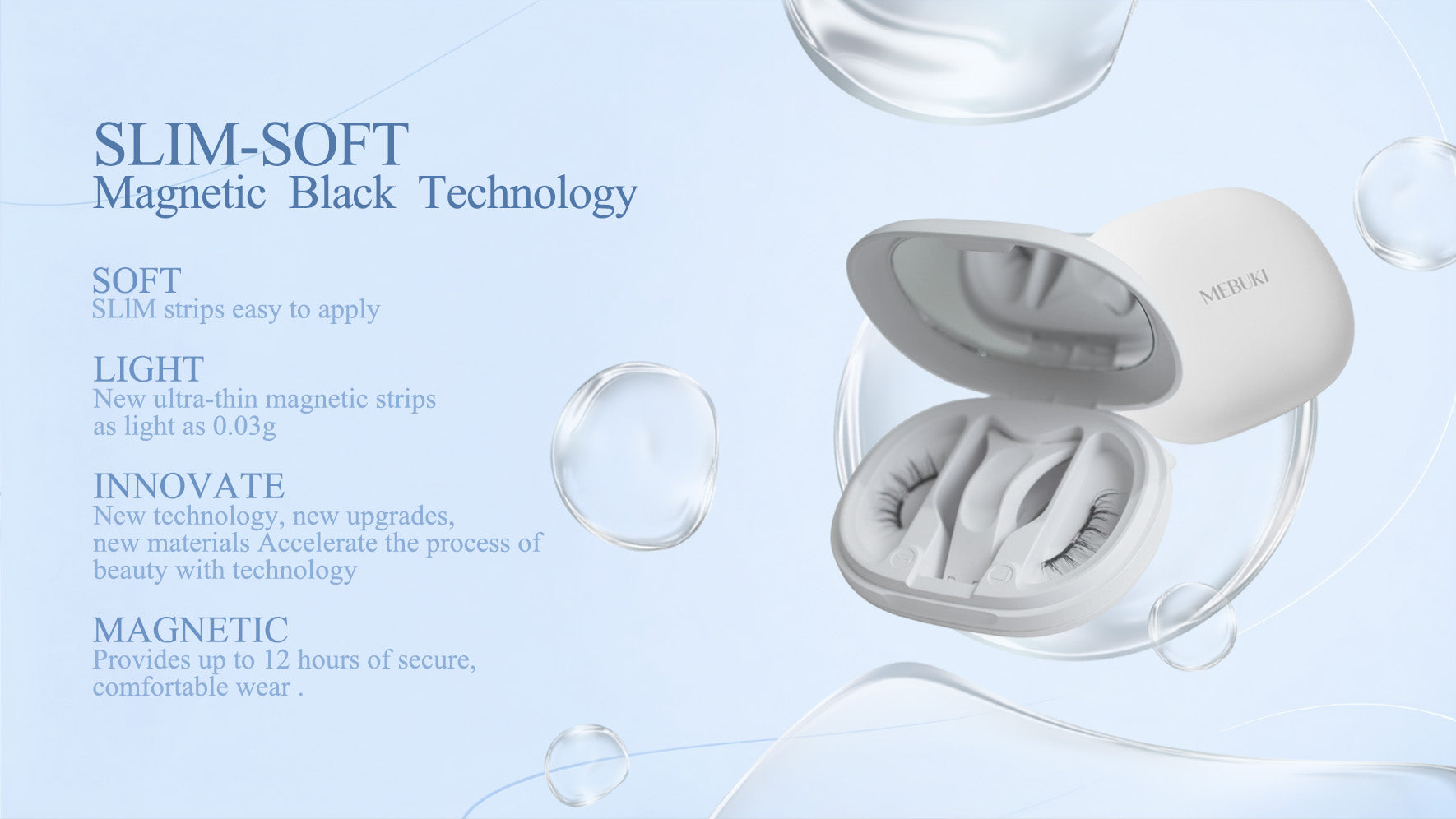 MEBUKI Slim-Soft magnetic black technology eyelash kit